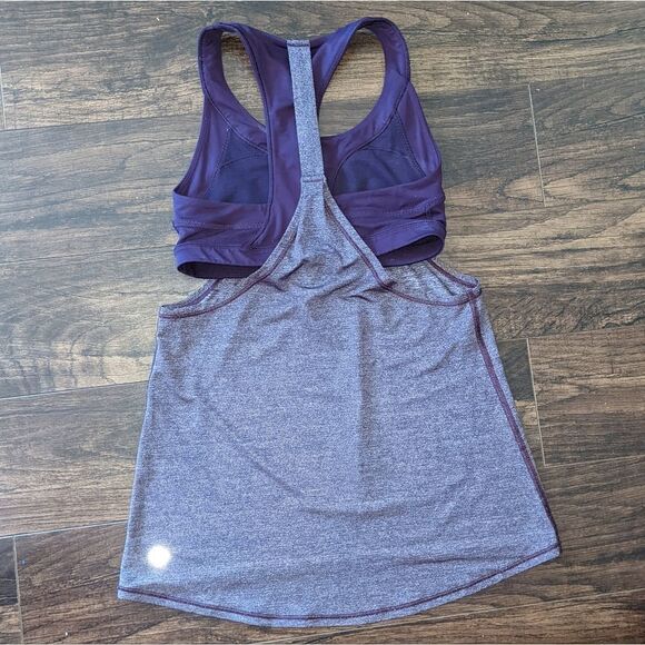 $5 Item! Lululemon Size 4 2013 2-In-Run Heathered Deep Zinfandel Athletic Tank - Picture 9 of 12